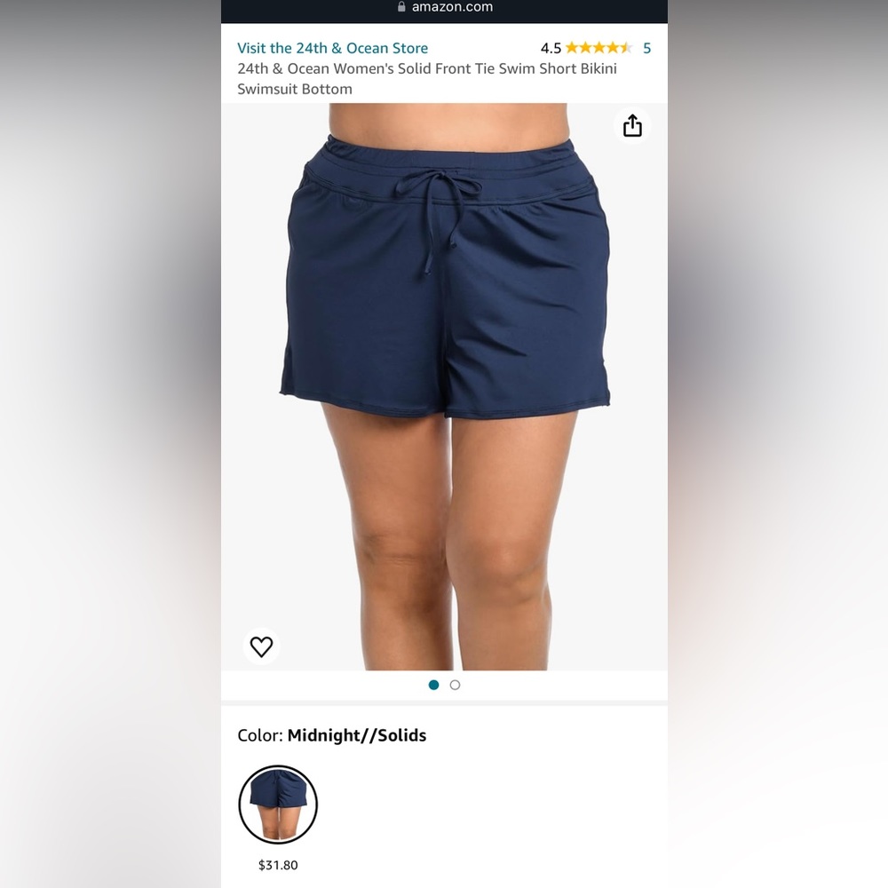 24 & Ocean Swimwear Solid Shorts with underwear attached. NWT - Picture 3 of 11